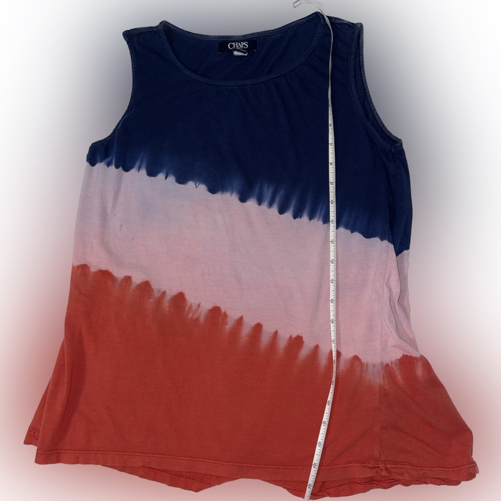 CHAPS A-Symmetrical Flowy Tank Top LOVE AMERICA USA Colors Size Large - Picture 5 of 6